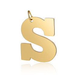Letter S 201 Stainless Steel Pendants, Letter, Golden, Letter.S, 30.5x25.5x1.5mm, Hole: 4.5mm