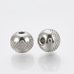 Color de Acero Inoxidable 304 de acero inoxidable perlas espaciadoras, rondo, color acero inoxidable, 8x7 mm, agujero: 2 mm