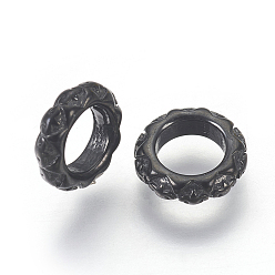 Gunmetal 316 Surgical Stainless Steel Beads, Large Hole Beads, Ring, Gunmetal, 8.5x2.5mm, Hole: 5mm