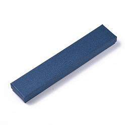 Стально-синий Картонная шкатулка для ювелирных изделий, для браслетов, Ожерелье, прямоугольные, стальной синий, 21x4x2 см