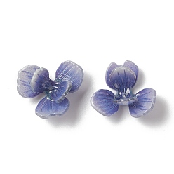 Bleu Acier Chapeaux de perles en résine opaque, multi-pétale, fleur, bleu acier, 18.5x17x8mm, Trou: 0.9mm