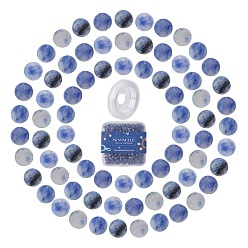 Punto Piedra Azul Sunnyclue diy kits de fabricación de pulseras elásticas, Incluye cuentas redondas de jaspe de punto azul natural, Hilo de cristal elástico, perlas: 4~4.5 mm, agujero: 0.8~1 mm, 400 unidades / caja