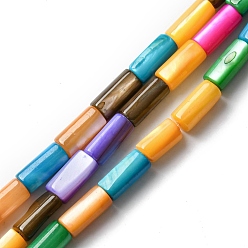 Coloré Brins de perles d'eau douce naturelles teintes en coquillage, colonne, colorées, 8x4mm, Trou: 0.9mm, Environ 46~47 pcs/chapelet, 14.57~15.04'' (37~38.2 cm)