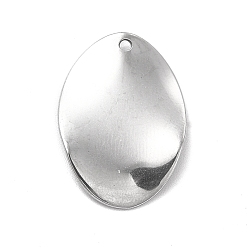 Stainless Steel Color 201 Stainless Steel Pendants, Oval Charm, Stainless Steel Color, 22.5x16x1.5mm, Hole: 1.2mm