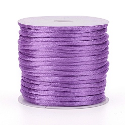 Lilac Nylon Cord, Satin Rattail Cord, for Beading Jewelry Making, Chinese Knotting, Lilac, 2mm, about 10.93 yards(10m)/roll