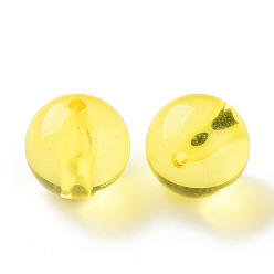 Yellow Transparent Acrylic Beads, Round, Yellow, 20x19mm, Hole: 3mm, about 111pcs/500g