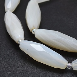 Natural Agate Natural White Agate Beads Strands, Faceted, Rice, 29~33x9~10mm, Hole: 1mm, about 12pcs/strand, 15.3 inch~15.7 inch(39~40cm)