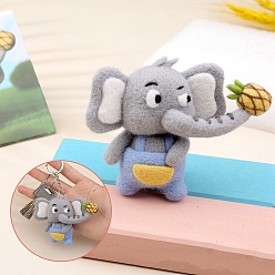 Elefante Kit de fieltro de aguja con llavero de animales diy, para llavero, elefante, 65x50 mm