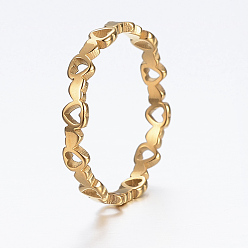 Золотой 304 палец кольца из нержавеющей стали, сердце, cmешанный размер, золотые, 16~19 мм