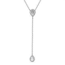 Серебро Ожерелья shegrace 925 из стерлингового серебра, с ааа класс фианитами, слеза, серебряные, 17.32 дюйм (44 см)