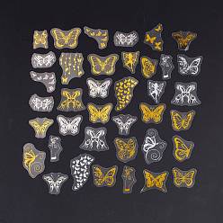 Бабочка Водостойкие пластиковые лазерные клейкие наклейки, наклейки для декоративных материалов для скрапбукинга своими руками, разноцветные, бабочки, 23~53x19.5~45.5x0.1 мм, 38 шт / пакет