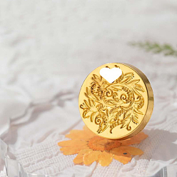 Fleur Tête de timbre en alliage de sceau de cire de ton doré, pour les invitations, enveloppes, emballage cadeau, fleur, 25mm