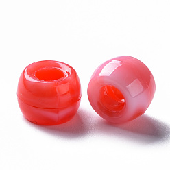 Rouge Perles Européennes acryliques, pierre d'imitation, Perles avec un grand trou   , rondelle, rouge, 9x6mm, Trou: 4mm, environ1790~1840 pcs / 500 g