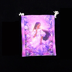 Цветок Сумка для хранения карт таро, сумки на шнурке из ткани, для колдовства принадлежности для викканского алтаря, прямоугольные, цветок, 160~165x135 мм