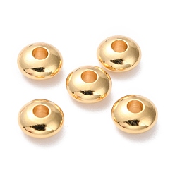 Real 24K Gold Plated Brass Beads, Long-Lasting Plated, Rondelle, Real 24K Gold Plated, 6x3mm, Hole: 1.8mm