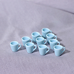 Azul Cielo Adornos de taza de té en miniatura de resina, accesorios de casa de muñecas micro jardín paisajístico, simulando decoraciones de utilería, luz azul cielo, 16x13 mm, 10 PC / sistema.