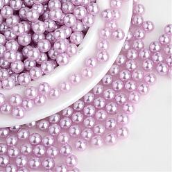 Prune Perles acryliques en nacre d'imitation , sans trou, ronde, prune, 1.5~2 mm, sur 10000 PCs / sac