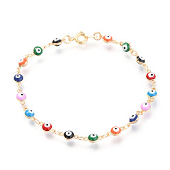 Разноцветный Настоящие 18 k позолоченные браслеты из эмали, красочный, 200 мм
