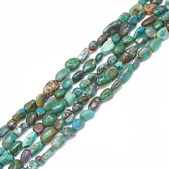 Chrysocolle Chapelets de perles chrysocolla naturelles , pierre tombée, nuggets, 4~15x4~8x3~7mm, Trou: 1mm, Environ 40~70 pcs/chapelet, 15.7 pouce