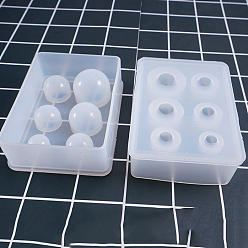 White Silicone Molds, Resin Casting Molds, For UV Resin, Epoxy Resin Jewelry Making, Round, White, 9.3x6.5x2.8cm, Inner Diameter: 0.9~2.5cm