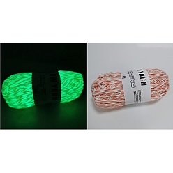 Pink Luminous Two Tone Polyester Yarns, Glow in the Dark Yarn, for Weaving, Knitting & Crochet, Pink, 2mm, about 53m/skein