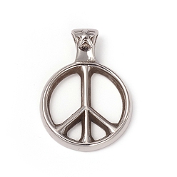 Stainless Steel Color 304 Stainless Steel Pendants, Peace Sign with Star, Stainless Steel Color, 34x25x3mm, Hole: 7x4mm