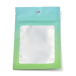 Зеленый Пластиковая сумка с замком на молнии, сумки для хранения градиентного цвета, мешок с самоуплотнением, верхнего уплотнения, с окном и вешалкой, прямоугольные, зелёные, 12x8x0.25 см, односторонняя толщина: 3.1 мил(0.08мм), 95~100 шт / пакет