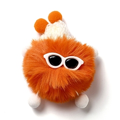 Dark Orange Fluffy Polyester Imitation Wool Briquette Elves Ornament Accessories, Pom Poms Doll, for DIY Brooch, Bag, Socks, Scarves, Dark Orange, 82~92x76~80x46~52mm