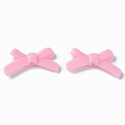 Pink Opaque Acrylic Beads, Bowknot, Pink, 20x34x5.5mm, Hole: 1.8mm, about 435pcs/500g