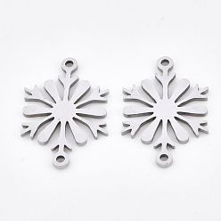 Stainless Steel Color 201 Stainless Steel Links connectors, Laser Cut Links, Snowflake, Stainless Steel Color, 20x13.5x1mm, Hole: 1.2mm