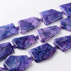 Crazy Agate Natural Crazy Agate Nuggets Bead Strands, Agate Slices, Dyed, 25~45x21~36x6~7mm, Hole: 2mm, about 15.35 inch