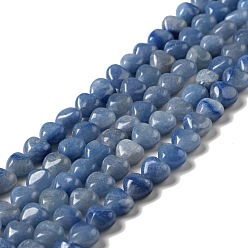 Aventurina Azul Azules naturales perlas de aventurina hebras, corazón, 10x10.5~11x6 mm, agujero: 1.2 mm, sobre 40 unidades / cadena, 15.35'' (39 cm)