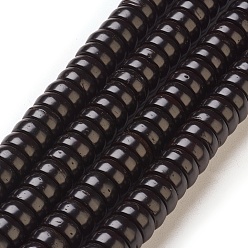 Noir Perles de coquille de noix de coco brins, teint, rondelle, noir, 9x4mm, Trou: 0.5~1mm, Environ 114 pcs/chapelet, 18.1 pouces ~ 18.3 pouces (46~46.5 cm)