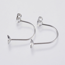 Stainless Steel Color 304 Stainless Steel Ear Nuts, Earring Backs, Stainless Steel Color, 23.5x18mm, Hole: 0.8mm