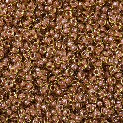 (RR345) Salmon Lined Peridot Luster Perles rocailles miyuki rondes, perles de rocaille japonais, 11/0, (rr 345) lustre de péridot doublé de saumon, 11/0, 2x1.3mm, trou: 0.8 mm, environ 5500 pcs / 50 g