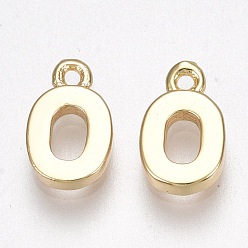 Letter O Brass Charms, Letter, Nickel Free, Real 18K Gold Plated, Letter.O, 8.5x5x1.5mm, Hole: 0.8mm