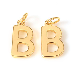 Letter B Charmes en laiton, avec des anneaux de saut, lettre, réel 18 k plaqué or, letter.b, b: 10x6x1mm, Trou: 2.5mm