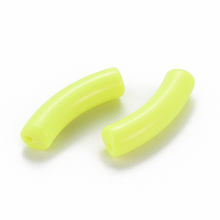 Jaune Vert Perles acryliques opaques, tube incurvé, jaune vert, 32x9.5x8mm, Trou: 1.8mm, environ330 pcs / 500 g