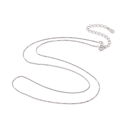 Rhodium Plated Platinum Rhodium Plated 925 Sterling Silver Chain Necklace, Box Chains, with S925 Stamp, Long-Lasting Plated, 16.26 inch(41.3cm)