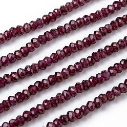 Garnet Natural Garnet Beads Strands, Faceted, Rondelle, 3~3.5x2.5~3mm, Hole: 0.5~0.6mm, about 129~173pcs/strand, 15.5 inch(39.5cm)