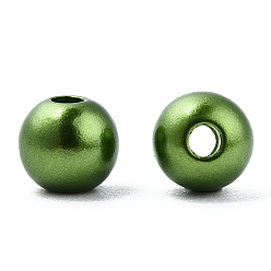 Светло-зеленый Коричневый Окрашенный распылением абс-пластик имитация жемчужных бусин, круглые, оливковый, 6x5.5 мм, отверстие : 1.8 мм, около 4540 шт / 500 г