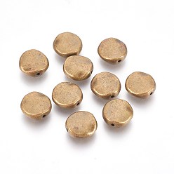 Bronze Antique Perles en alliage de style tibétain, sans cadmium et sans nickel et sans plomb, plat rond ondulé, bronze antique, 12x12x4mm, Trou: 1mm
