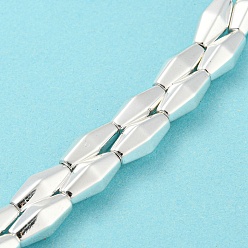 Plaqué Argent Brins de perles d'hématite magnétiques synthétiques galvanisées, losange, Plaqué Argent, 12~12.3x5.2~5.8x5.2~5.8mm, Trou: 1.2mm, Environ 33 pcs/chapelet, 17.91'' (45.5 cm)