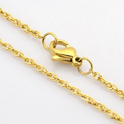 Золотой 304 нержавеющая сталь двойной ссылку цепи ожерелья для мужчин, золотые, 17.7 дюйм (45 см)