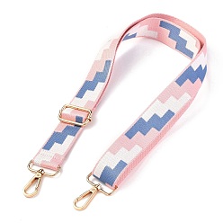 Pink Polyester Bag Strap, with Zinc Alloy Clasps, Geometric Patterns, for Bag Replacement Accessories, Pink, 66~132x3.6cm