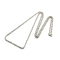 Color de Acero Inoxidable Fabricación de collares de cadena de cuerda de acero inoxidable 304 de moda, con cierre de langosta, color acero inoxidable, 28 pulgada ~ 30 pulgada (71.1~76.2 cm) x 3 mm