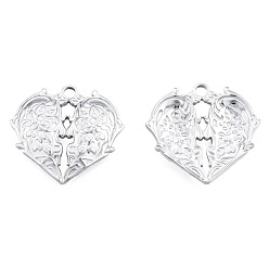 Stainless Steel Color 201 Stainless Steel Pendants, Heart with Human Head, Stainless Steel Color, 25x26.5x3mm, Hole: 2.5mm