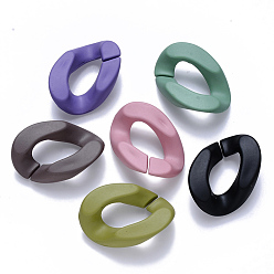 Mixed Color Opaque Spray Painted Acrylic Linking Rings, Quick Link Connectors, for Curb Chains Making, Twist, Mixed Color, 30x21x6mm, Inner Diameter: 16x8mm
