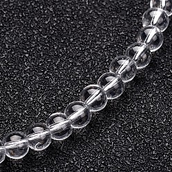 Claro Vidrio hebras de perlas redondas, Claro, 10 mm, agujero: 1 mm, sobre 32 unidades / cadena, 11 pulgada