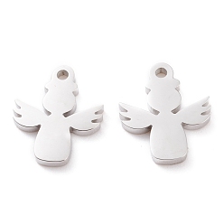 Stainless Steel Color 304 Stainless Steel Charms, Laser Cut, Angel, Stainless Steel Color, 14x11.5x1.5mm, Hole: 1.4mm